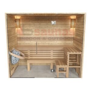 Premium grade Knotty red western cedar walls & ceiling, clear cedar benches.1×4 11/16 T&G cedar lining for walls & ceiling.2×4 cedar for benches.