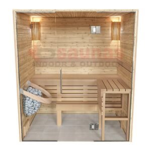 Premium grade Knotty red western cedar walls & ceiling, clear cedar benches.1×4 11/16 T&G cedar lining for walls & ceiling.2×4 cedar for benches.
