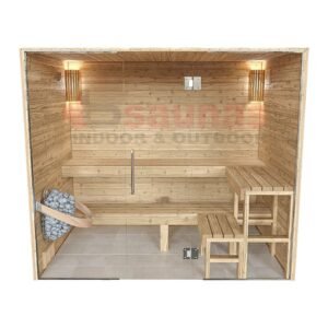 Premium grade Knotty red western cedar walls, ceiling & benches.1×4 11/16 T&G cedar lining for walls & ceiling.2×4 cedar for benches.