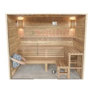 Premium grade Knotty red western cedar walls & ceiling, clear cedar benches.1×4 11/16 T&G cedar lining for walls & ceiling.2×4 cedar for benches.