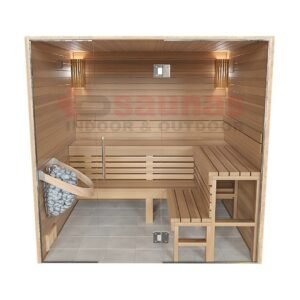 Premium grade Clear red western cedar walls, ceiling & benches.1×4 11/16 T&G cedar lining for walls & ceiling.2×4 cedar for benches.