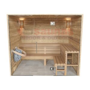 Premium grade Knotty red western cedar walls & ceiling, clear cedar benches.1×4 11/16 T&G cedar lining for walls & ceiling.2×4 cedar for benches.