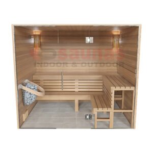 Premium grade Clear red western cedar walls, ceiling & benches.1×4 11/16 T&G cedar lining for walls & ceiling.2×4 cedar for benches.