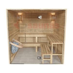 Premium grade Knotty red western cedar walls, ceiling & benches.1×4 11/16 T&G cedar lining for walls & ceiling.2×4 cedar for benches.