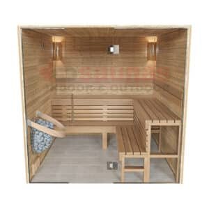 Premium grade Knotty red western cedar walls & ceiling, clear cedar benches.1×4 11/16 T&G cedar lining for walls & ceiling.2×4 cedar for benches.