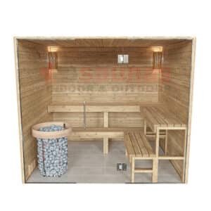 Premium grade Knotty red western cedar walls, ceiling & benches.1×4 11/16 T&G cedar lining for walls & ceiling.2×4 cedar for benches.