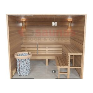 Premium grade Clear red western cedar walls, ceiling & benches.1×4 11/16 T&G cedar lining for walls & ceiling.2×4 cedar for benches.