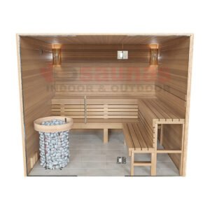 Premium grade Clear red western cedar walls, ceiling & benches.1×4 11/16 T&G cedar lining for walls & ceiling.2×4 cedar for benches.