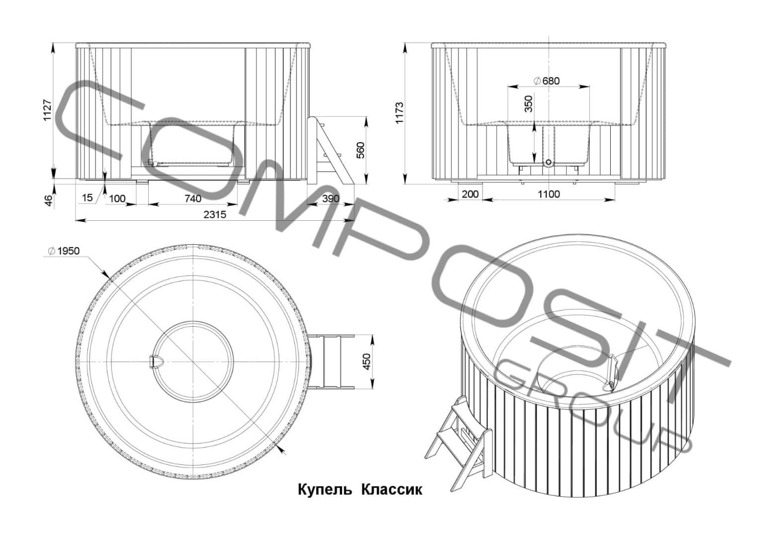 Classic Round Polar Spa Tub with Liner 4 Classic Round Polar Spa Tub with Liner